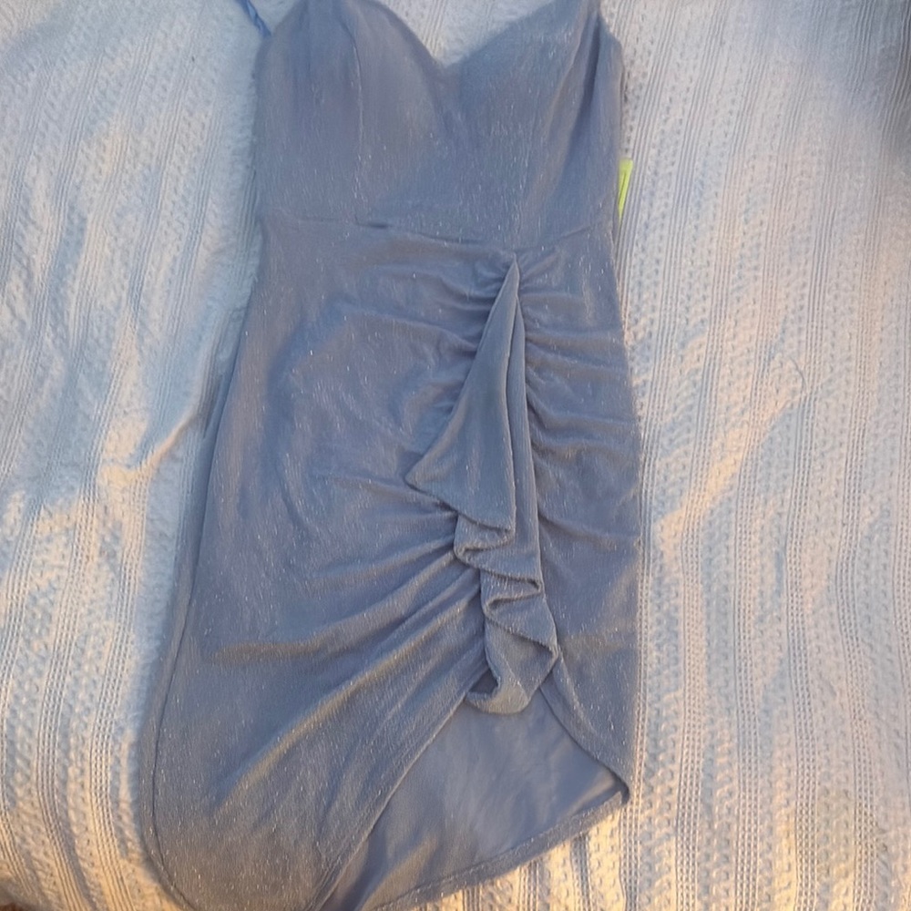 Elegant Blue Ruched Prom Dress